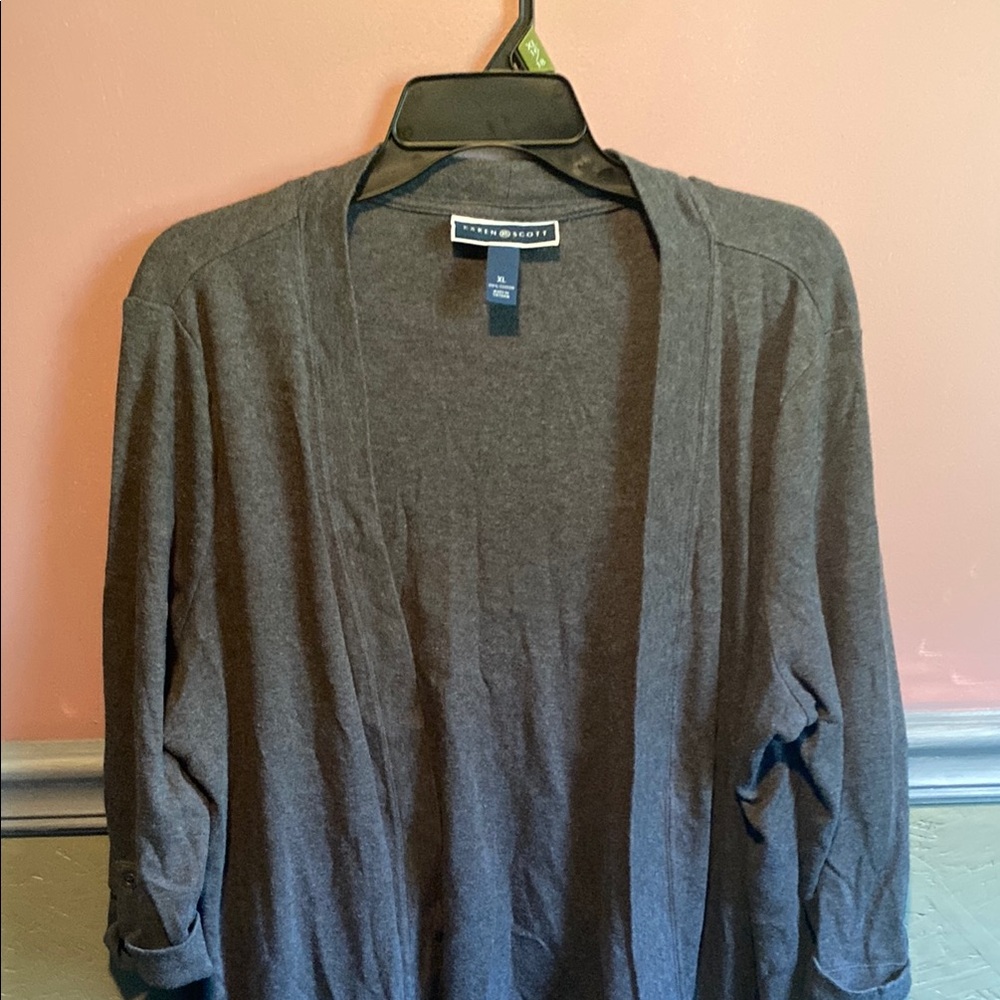 Karen Scott 3/4 Sleeve Open Front Cardigan